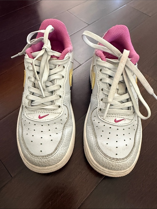 Nike Other - Nike Kids Grey Sneakers with Pink Interior and Yellow Swoosh
